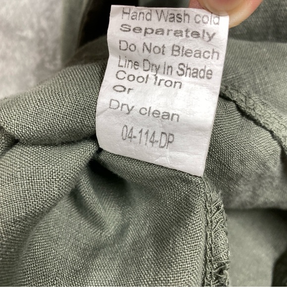 Lungo L'arno Italy Linen Boxy Mixed Media Lagenlook Blouse Sz 1X Green - Picture 7 of 7